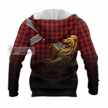 MacIver (McIver) Crest Tartan Knitted Hoodie with Golden Lion Emblem Celtic Style