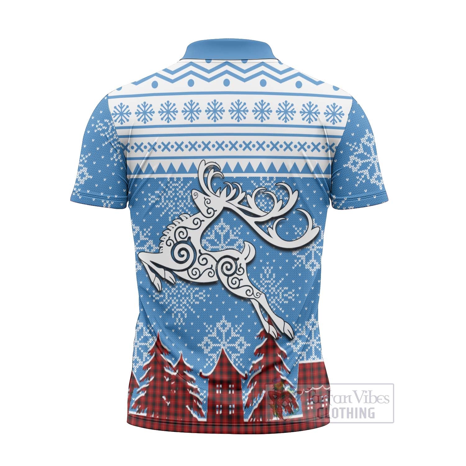 Tartan Vibes Clothing MacIver (McIver) Clan Christmas Zipper Polo Shirt Celtic Reindeer Style
