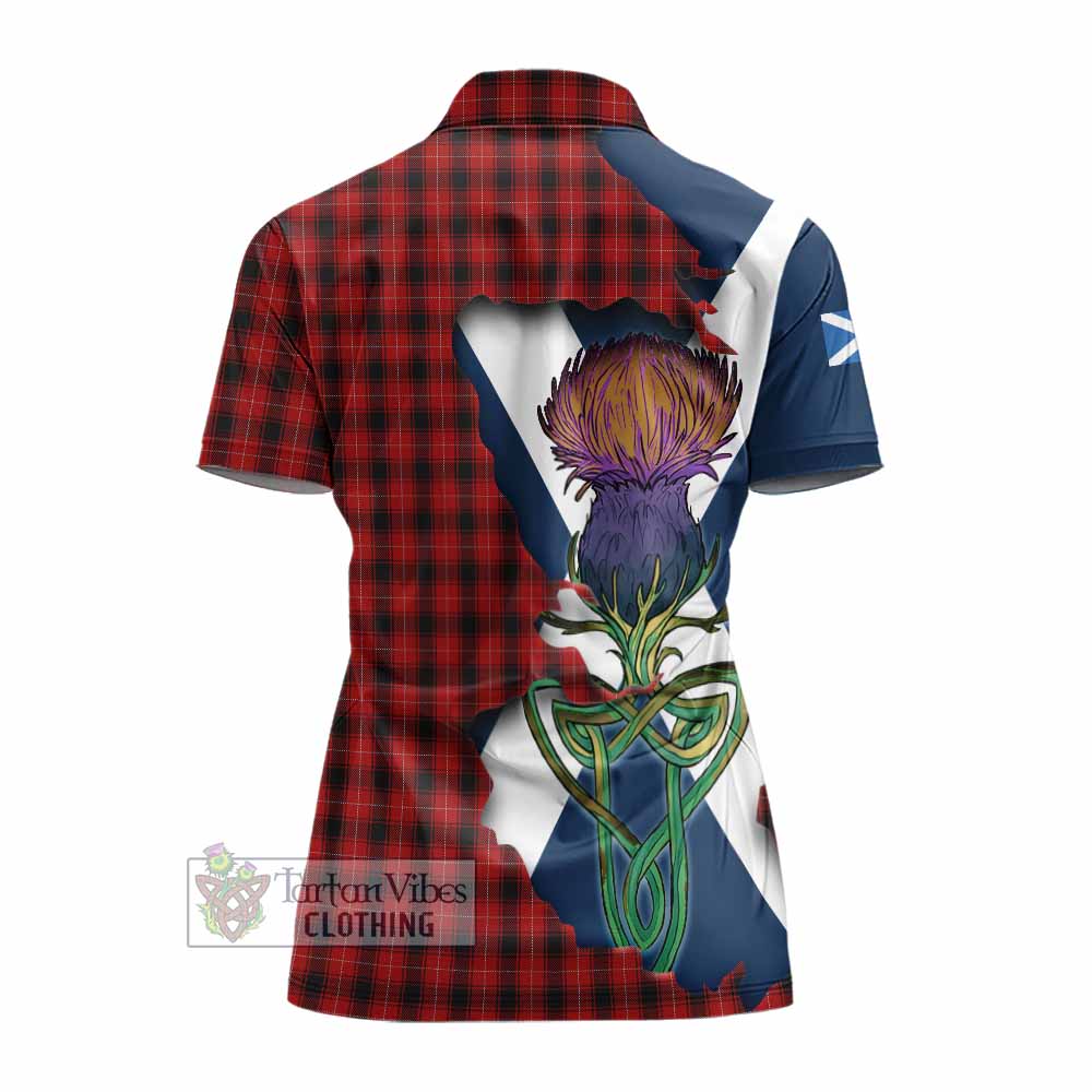 Tartan Vibes Clothing MacIver (McIver) Tartan Family Crest Women's Polo Shirt Scottish Thistle Celtic Inspired