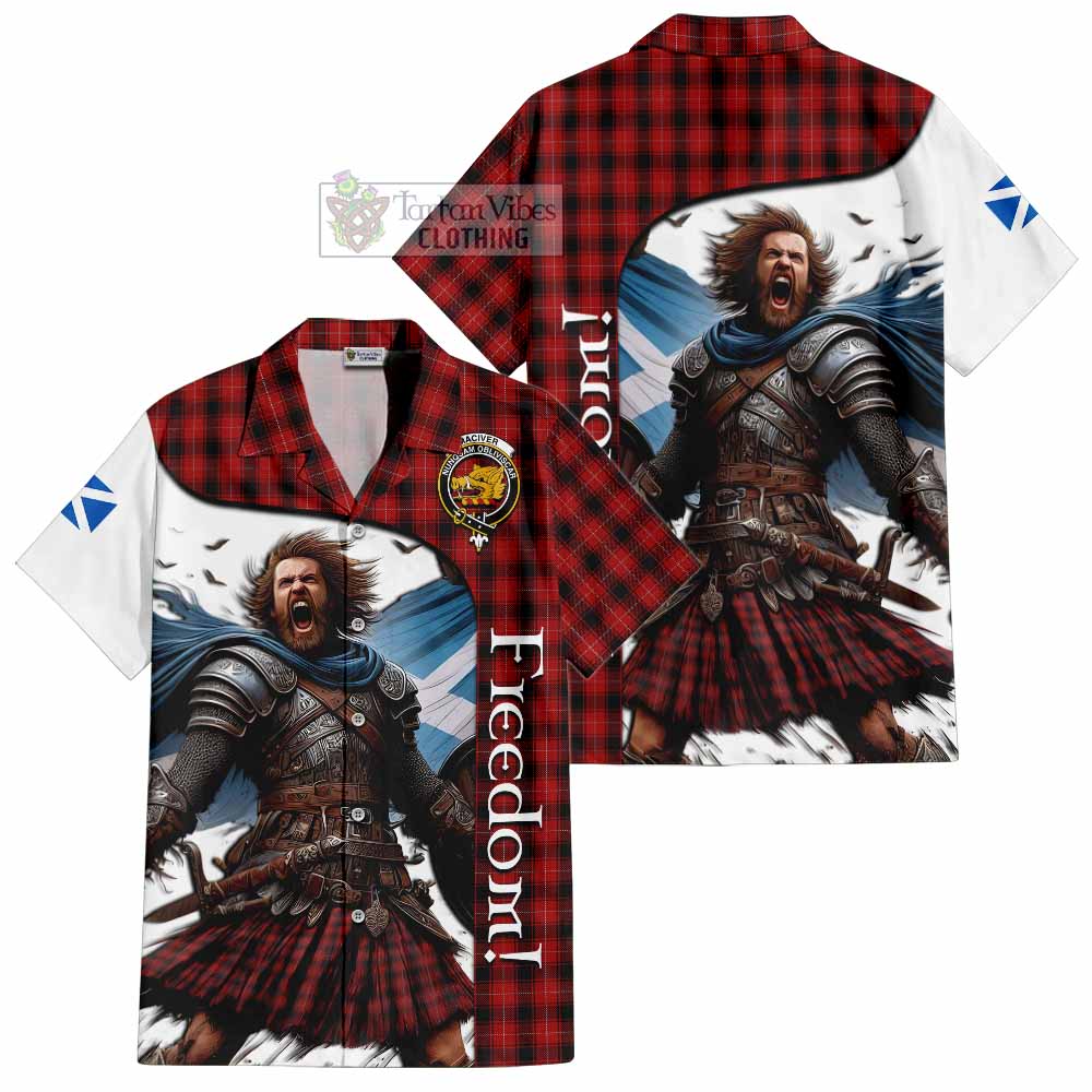 Tartan Vibes Clothing MacIver (McIver) Crest Tartan Short Sleeve Button Shirt Inspired by the Freedom of Scottish Warrior