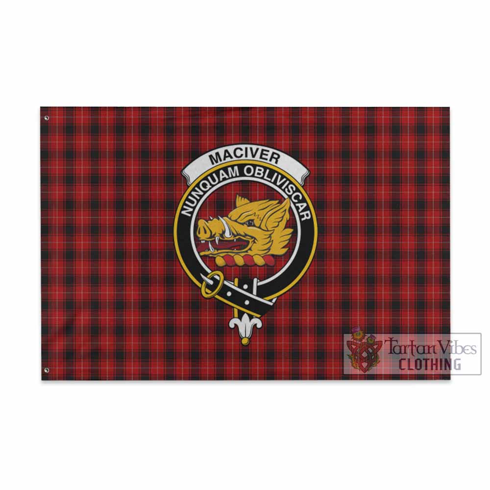 Tartan Vibes Clothing MacIver (McIver) Tartan House Flag with Family Crest