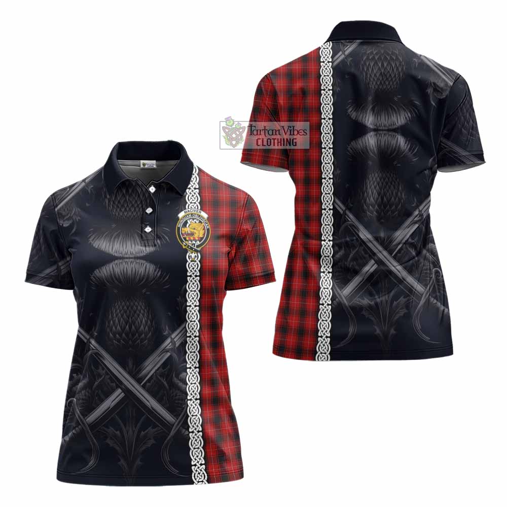 Tartan Vibes Clothing MacIver (McIver) Tartan Women's Polo Shirt with Family Crest Cross Sword Thistle Celtic Vibes