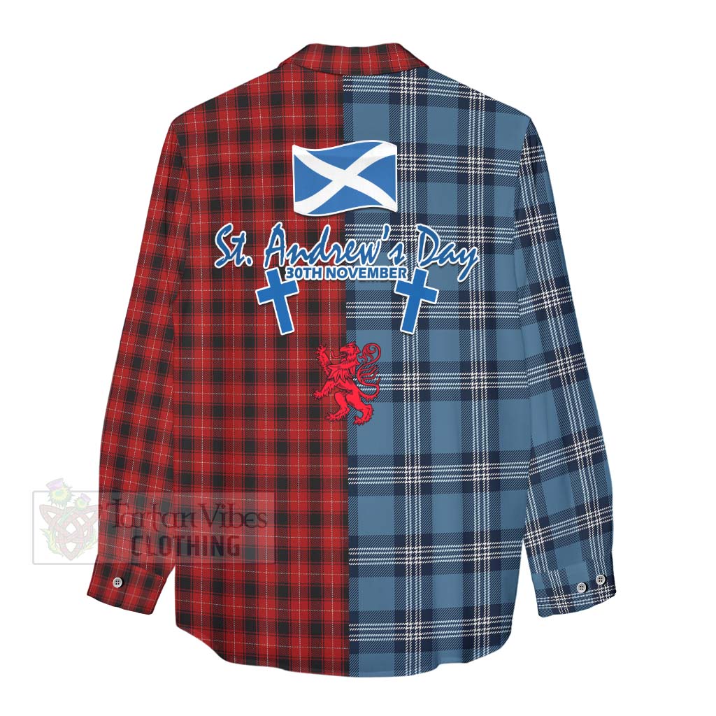Tartan Vibes Clothing MacIver (McIver) Tartan Women's Casual Shirt Happy St. Andrew's Day Half Tartan Style