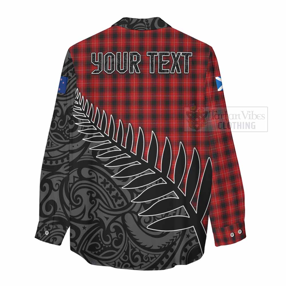 Tartan Vibes Clothing MacIver (McIver) Crest Tartan Women's Casual Shirt with New Zealand Silver Fern Half Style