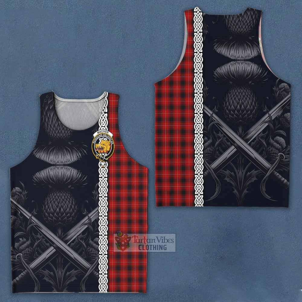 Tartan Vibes Clothing MacIver (McIver) Tartan Men's Tank Top with Family Crest Cross Sword Thistle Celtic Vibes