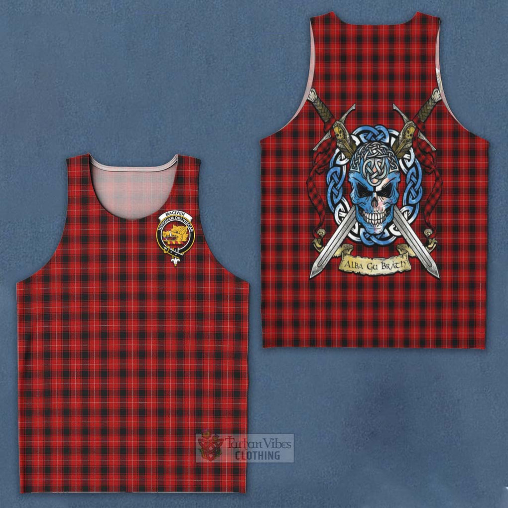 Tartan Vibes Clothing MacIver (McIver) Tartan Men's Tank Top with Family Crest Celtic Skull Style