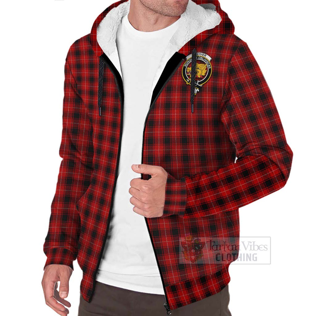 Tartan Vibes Clothing MacIver (McIver) Tartan Sherpa Hoodie with Family Crest Celtic Skull Style