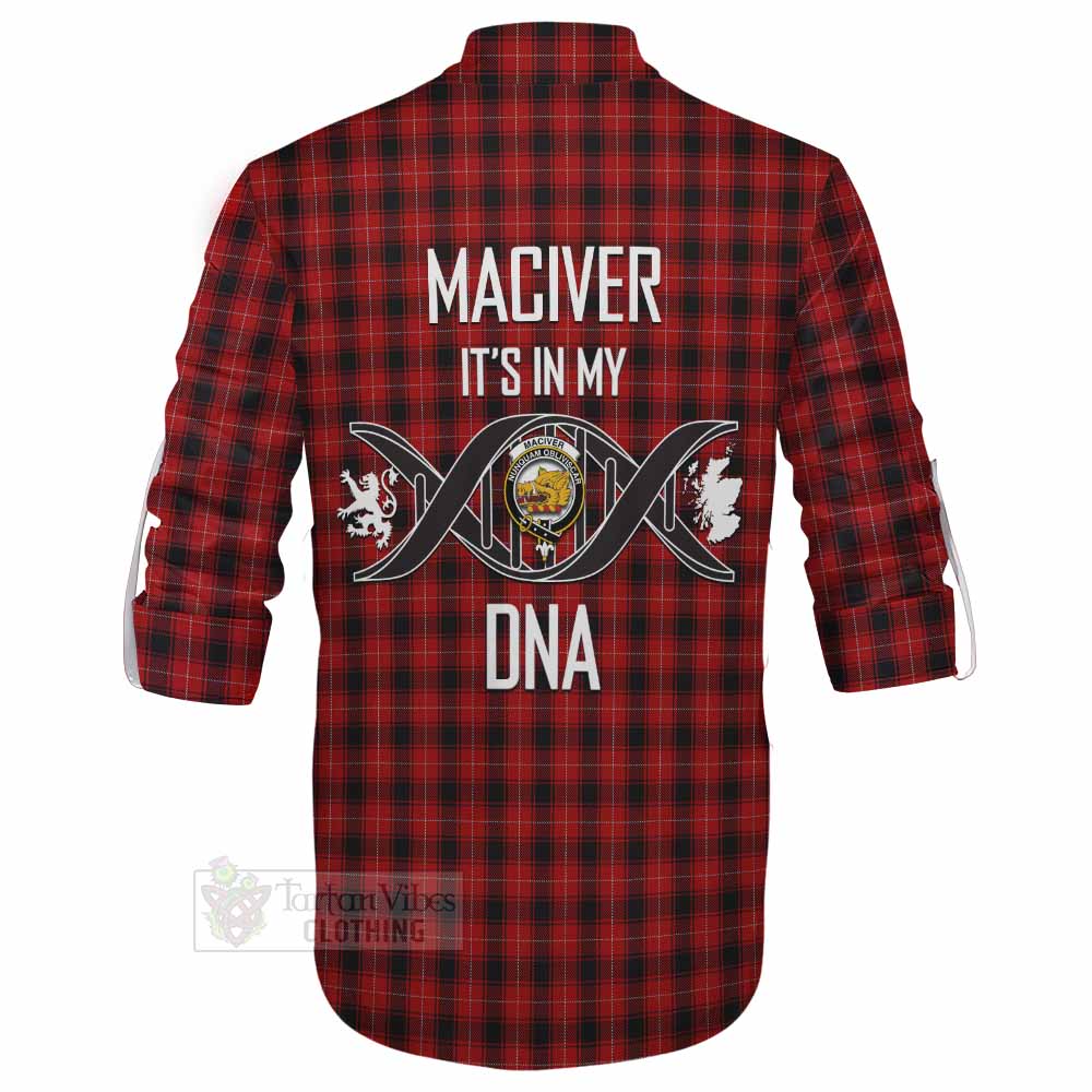 Tartan Vibes Clothing MacIver (McIver) Tartan Ghillie Kilt Shirt with Family Crest DNA In Me Style