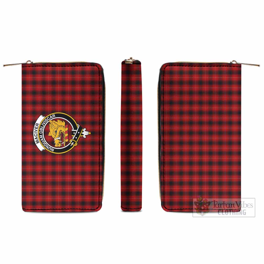 Tartan Vibes Clothing MacIver (McIver) Tartan Women's Leather Wallet with Family Crest