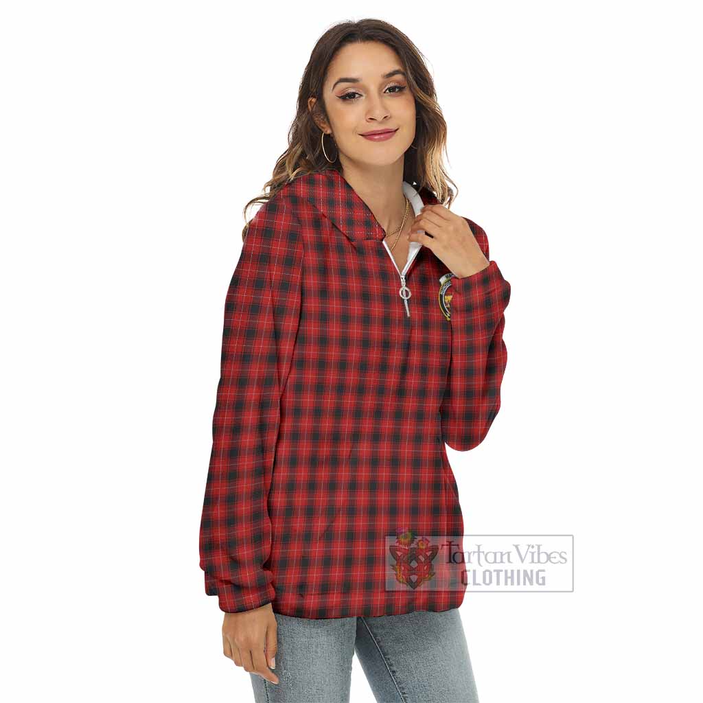 Tartan Vibes Clothing MacIver (McIver) Tartan Crest Women's Borg  Half Zip Fleece Hoodie