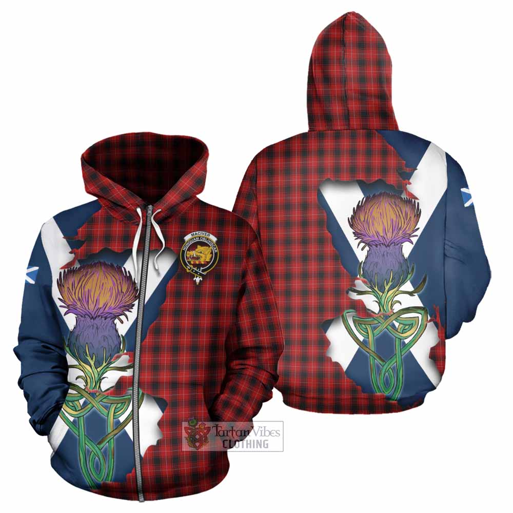 Tartan Vibes Clothing MacIver (McIver) Tartan Family Crest Hoodie Scottish Thistle Celtic Inspired
