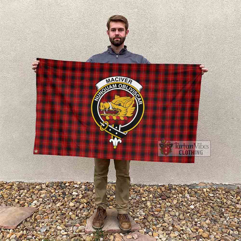 Tartan Vibes Clothing MacIver (McIver) Tartan House Flag with Family Crest