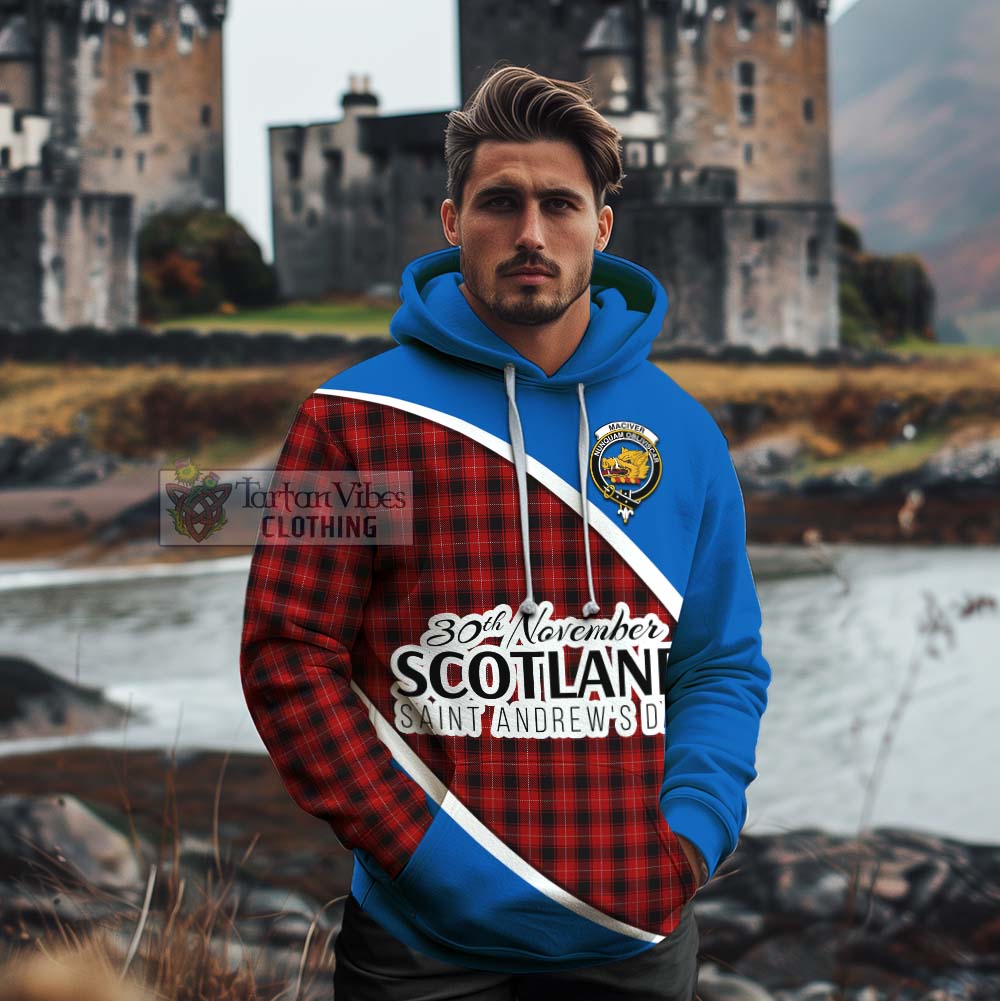 Tartan Vibes Clothing MacIver (McIver) Family Crest Tartan Cotton Hoodie Celebrate Saint Andrew's Day in Style