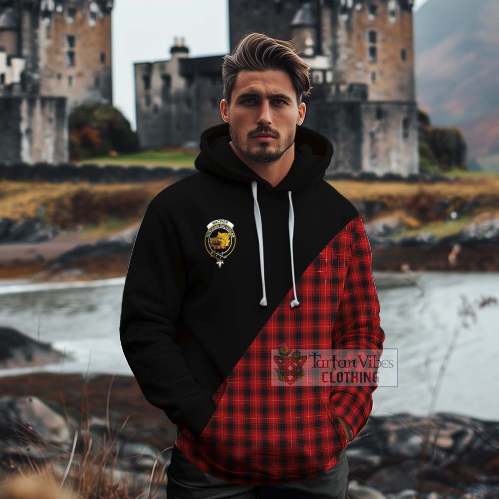 Tartan Vibes Clothing MacIver (McIver) Tartan Cotton Hoodie with Family Crest and Military Logo Style