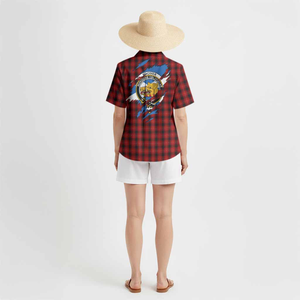 MacIver (McIver) Clan Crest In Me Tartan Hawaiian Shirt Scotland Flag Style