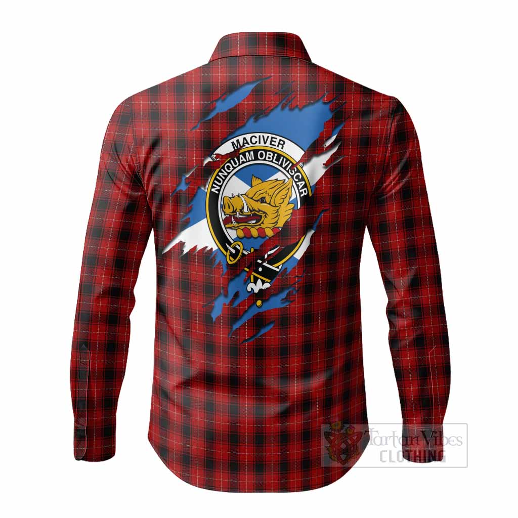 MacIver (McIver) Clan Crest In Me Tartan Long Sleeve Button Shirts Scotland Flag Style