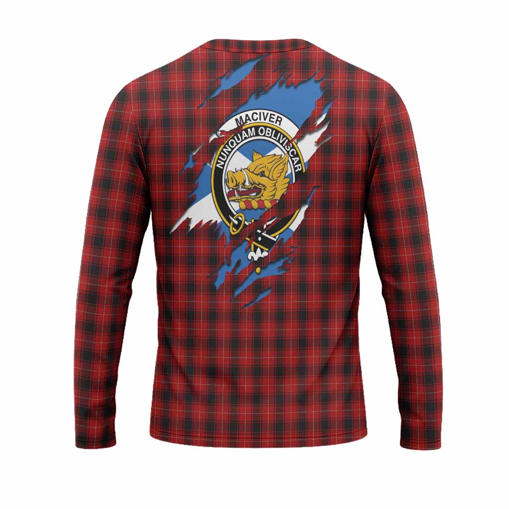 MacIver (McIver) Clan Crest In Me Tartan Long Sleeve T-Shirt Scotland Flag Style