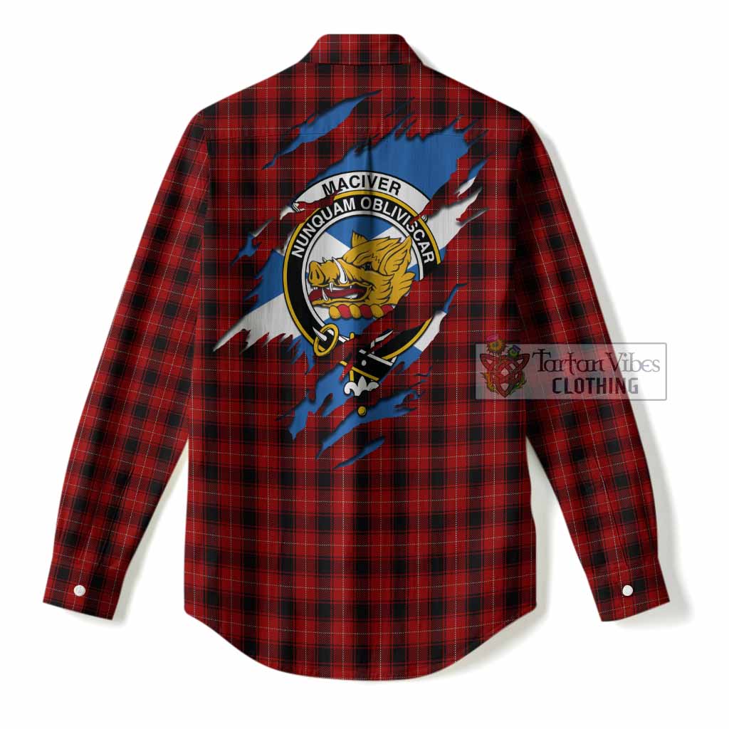 MacIver (McIver) Clan Crest In Me Tartan Women Casual Shirt Scotland Flag Style