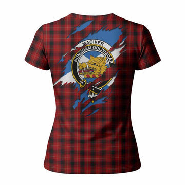 MacIver (McIver) Clan Crest In Me Tartan Women T shirt Scotland Flag Style