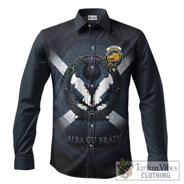 MacIver (McIver) Clan Crest Long Sleeve Button Shirts with Celtic Knot Thistle and Saltire