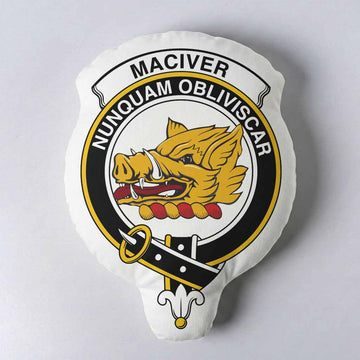 MacIver (McIver) Clan Crest Shaped Throw Pillow, Scottish Clan Badge Decorative Pillow