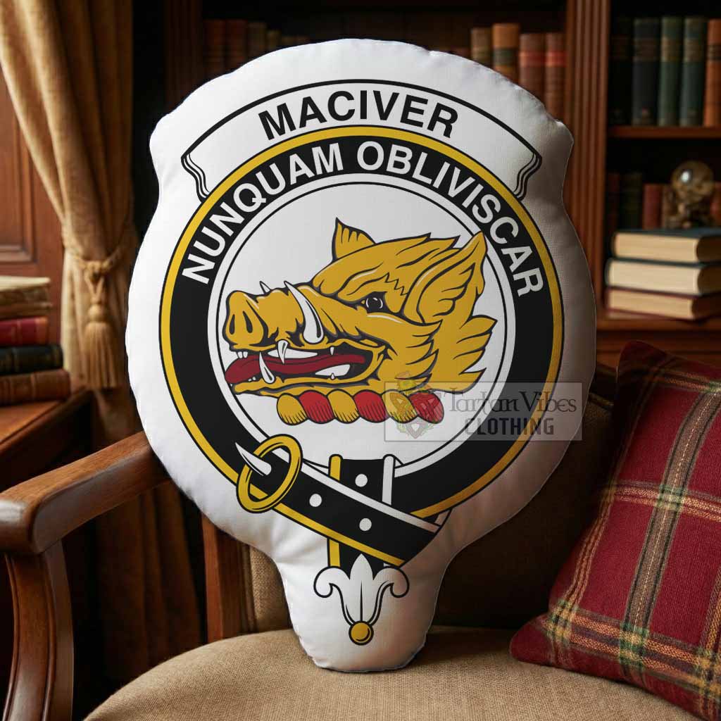 MacIver (McIver) Clan Crest Shaped Throw Pillow, Scottish Clan Badge Decorative Pillow