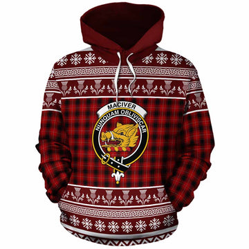 MacIver (McIver) Clan Tartan Christmas Cotton Hoodie with Family Crest