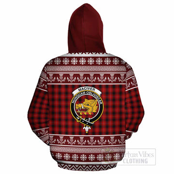 MacIver (McIver) Clan Tartan Christmas Cotton Hoodie with Family Crest