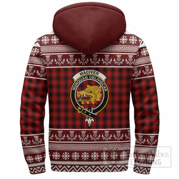 MacIver (McIver) Clan Tartan Christmas Fleece Hoodie with Family Crest