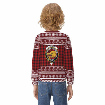 MacIver (McIver) Clan Tartan Christmas Kid Ugly Sweatshirt with Family Crest
