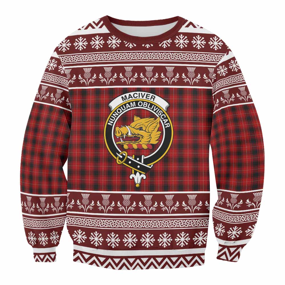 MacIver (McIver) Clan Tartan Christmas Sweatshirt with Family Crest - Tartan Vibes Clothing