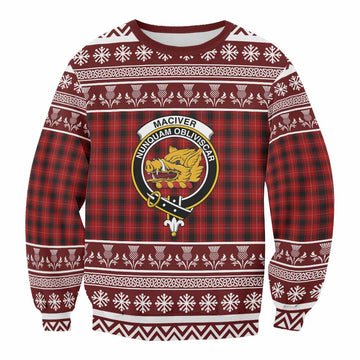 MacIver (McIver) Clan Tartan Christmas Sweatshirt with Family Crest