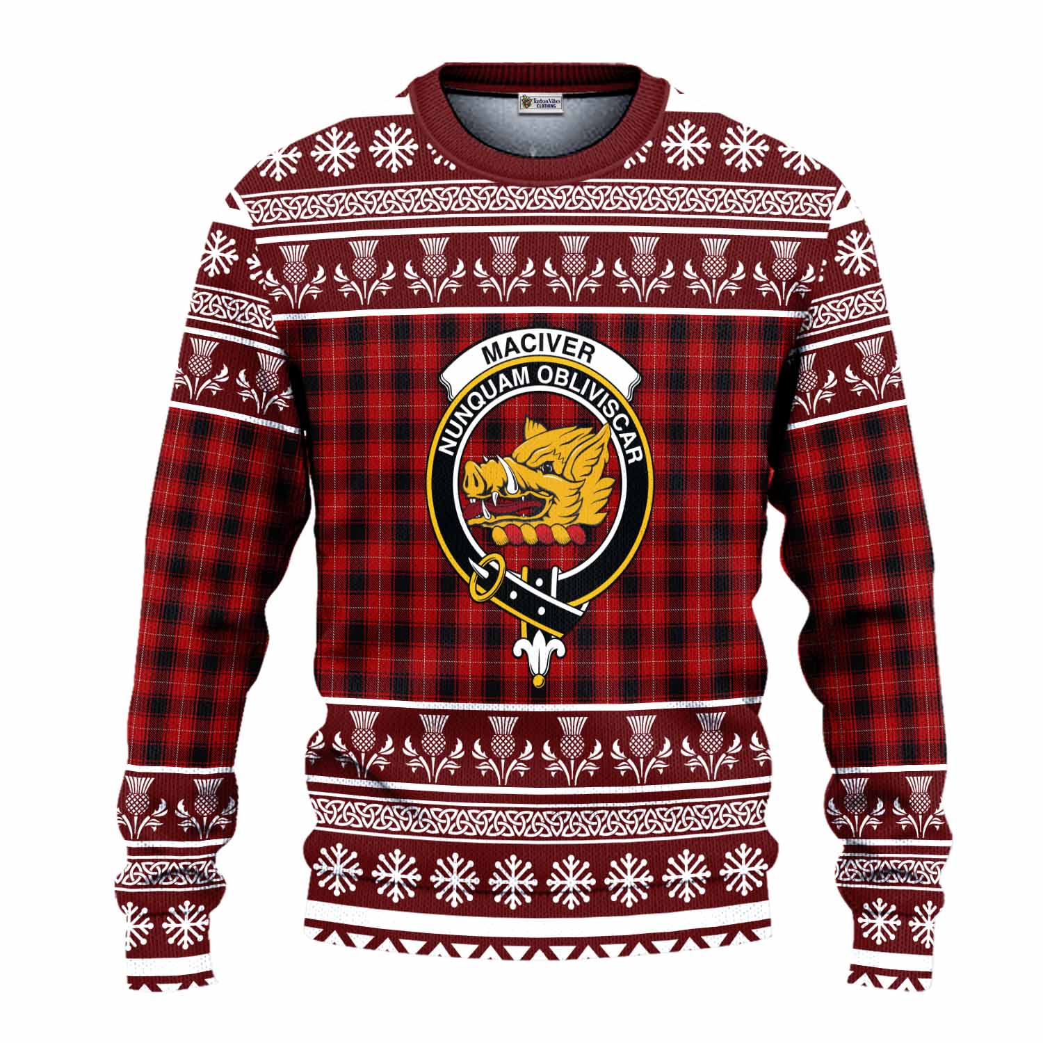 MacIver (McIver) Clan Tartan Christmas Ugly Sweater with Family Crest - Tartan Vibes Clothing