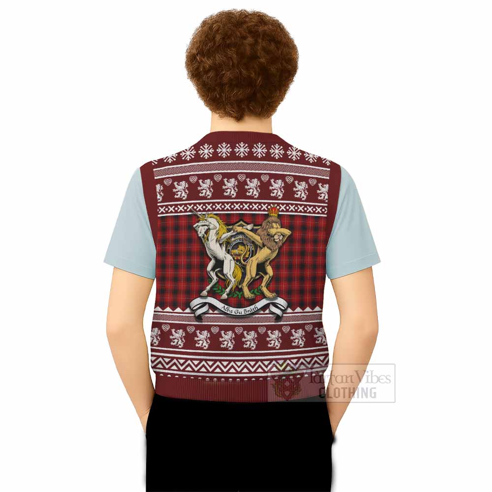 MacIver (McIver) Clan Tartan Crest Christmas Knitted V-Neck Vest Coat of Arms Funny Style - Tartan Vibes Clothing
