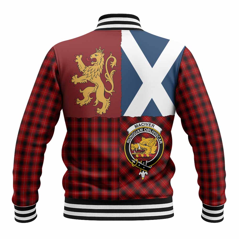 MacIver (McIver) Crest Tartan Baseball Jacket with Lion Rampant Saltire Style