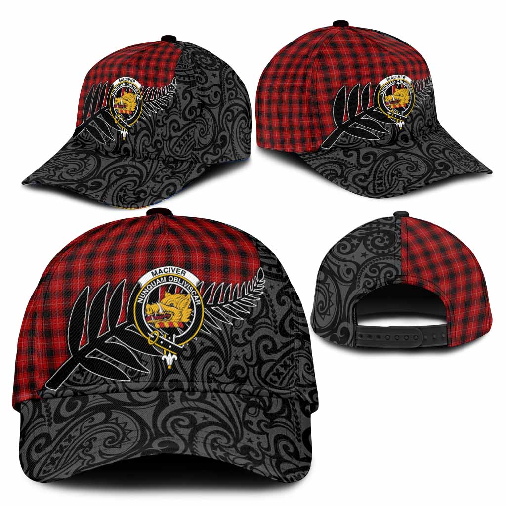 MacIver (McIver) Crest Tartan Classic Cap with New Zealand Silver Fern Half Style