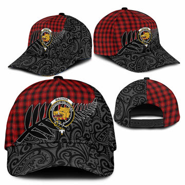 MacIver (McIver) Crest Tartan Classic Cap with New Zealand Silver Fern Half Style