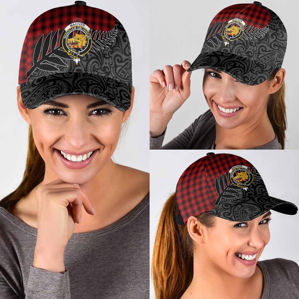 MacIver (McIver) Crest Tartan Classic Cap with New Zealand Silver Fern Half Style