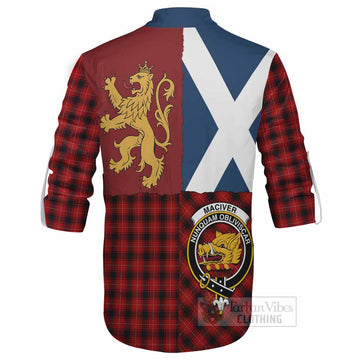 MacIver (McIver) Crest Tartan Ghillie Shirt with Lion Rampant Saltire Style