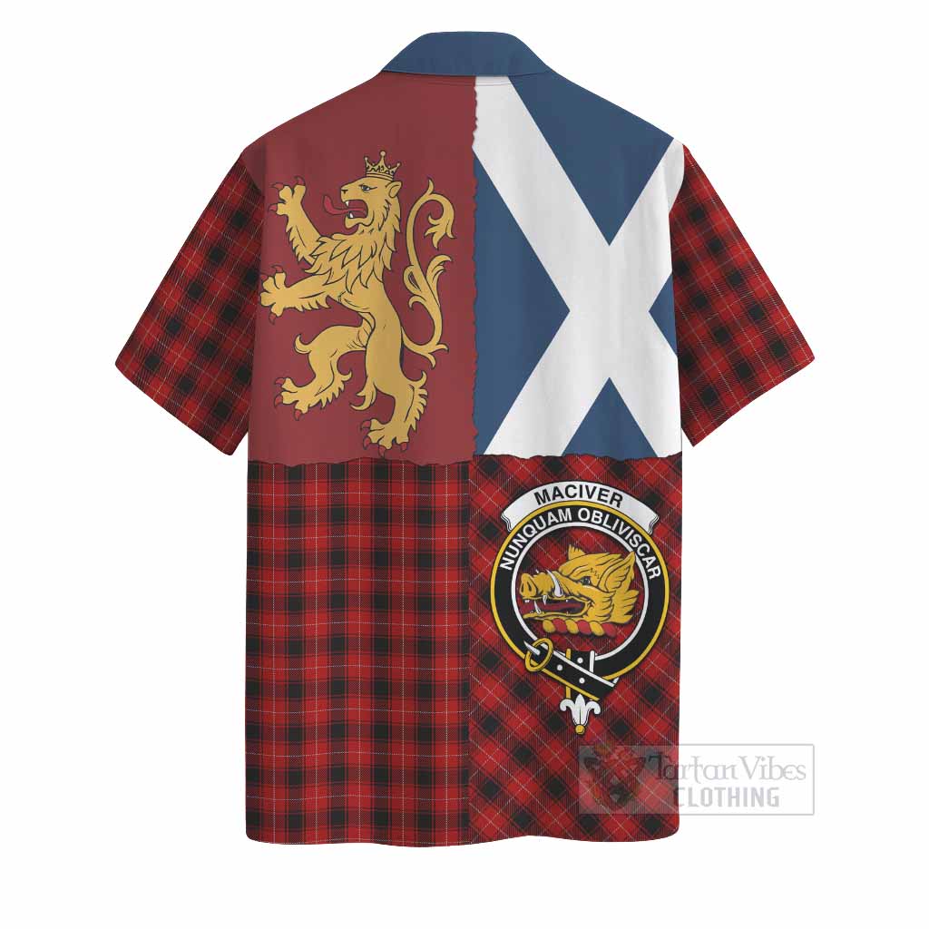 MacIver (McIver) Crest Tartan Hawaiian Shirt with Lion Rampant Saltire Style