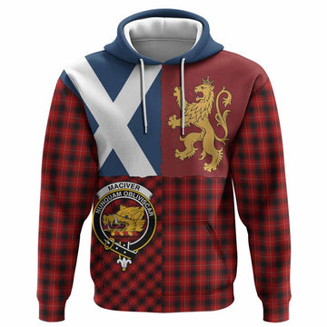 MacIver (McIver) Crest Tartan Hoodie with Lion Rampant Saltire Style