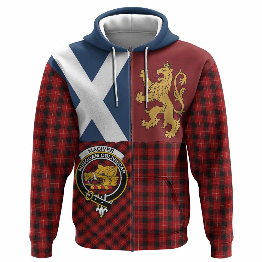 MacIver (McIver) Crest Tartan Hoodie with Lion Rampant Saltire Style