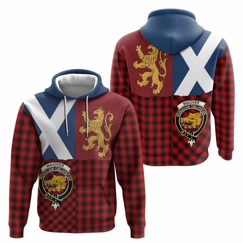 MacIver (McIver) Crest Tartan Hoodie with Lion Rampant Saltire Style