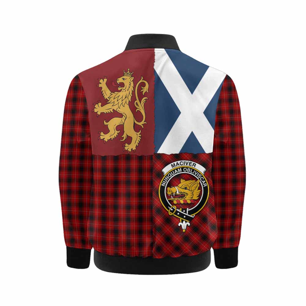 MacIver (McIver) Crest Tartan Kid Bomber Jacket with Lion Rampant Saltire Style - Tartan Vibes Clothing