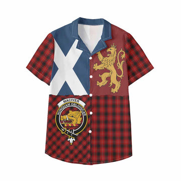 MacIver (McIver) Crest Tartan Kid Hawaiian Shirt with Lion Rampant Saltire Style