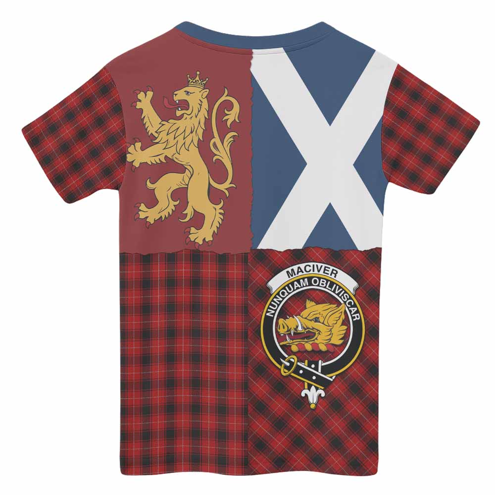 MacIver (McIver) Crest Tartan Kid T-shirt with Lion Rampant Saltire Style - Tartan Vibes Clothing