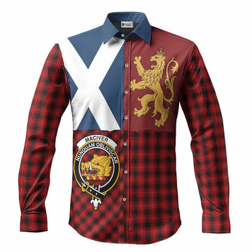 MacIver (McIver) Crest Tartan Long Sleeve Button Shirts with Lion Rampant Saltire Style