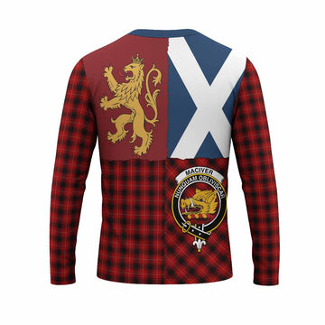 MacIver (McIver) Crest Tartan Long Sleeve T-Shirt with Lion Rampant Saltire Style