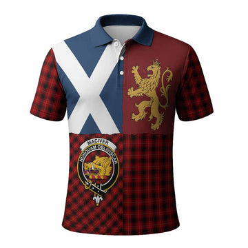 MacIver (McIver) Crest Tartan Polo Shirt with Lion Rampant Saltire Style