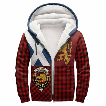 MacIver (McIver) Crest Tartan Sherpa Hoodie with Lion Rampant Saltire Style